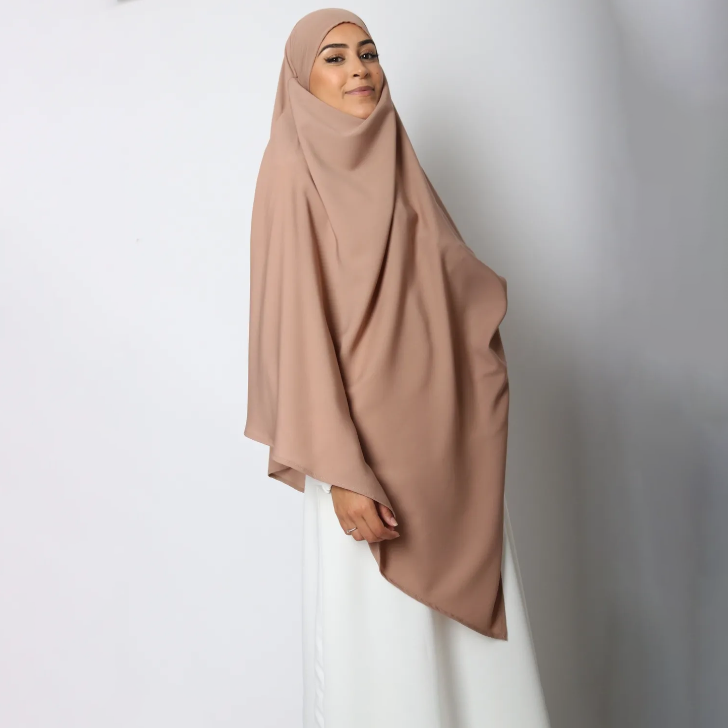 Khimar : 2 Layer Triangular Diamond Instant Khimar-Hijab-Jilbab for Girls & Women in Taupe Color | Tie Back Burkha Jilbab Khimar Style Abaya Hijab Niqab Islamic Modest Wear
