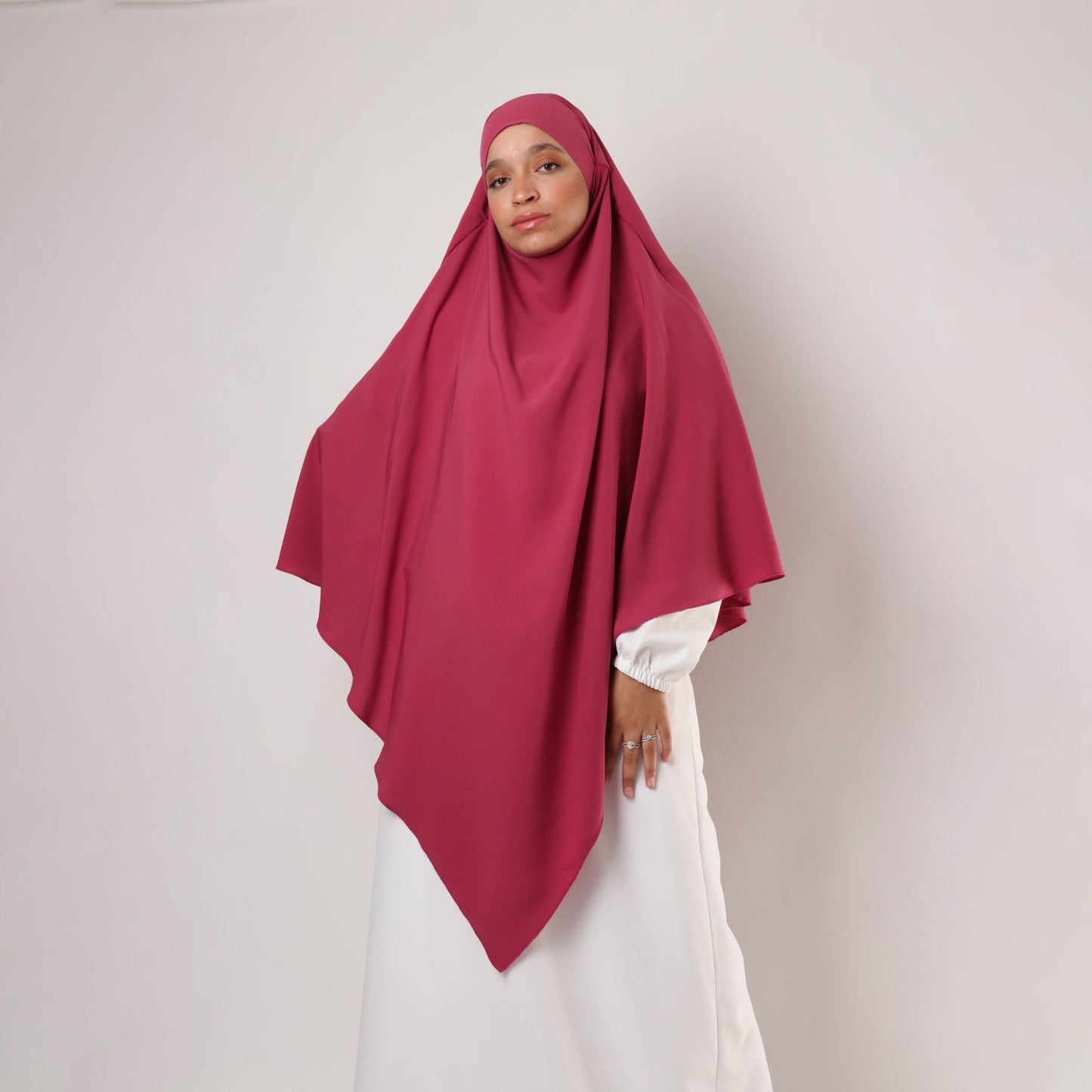 Khimar : 2 Layer Triangular Diamond Instant Khimar-Hijab-Jilbab for Girls & Women in Maroon Color | Tie Back Burkha Jilbab Khimar Style Abaya Hijab Niqab Islamic Modest Wear