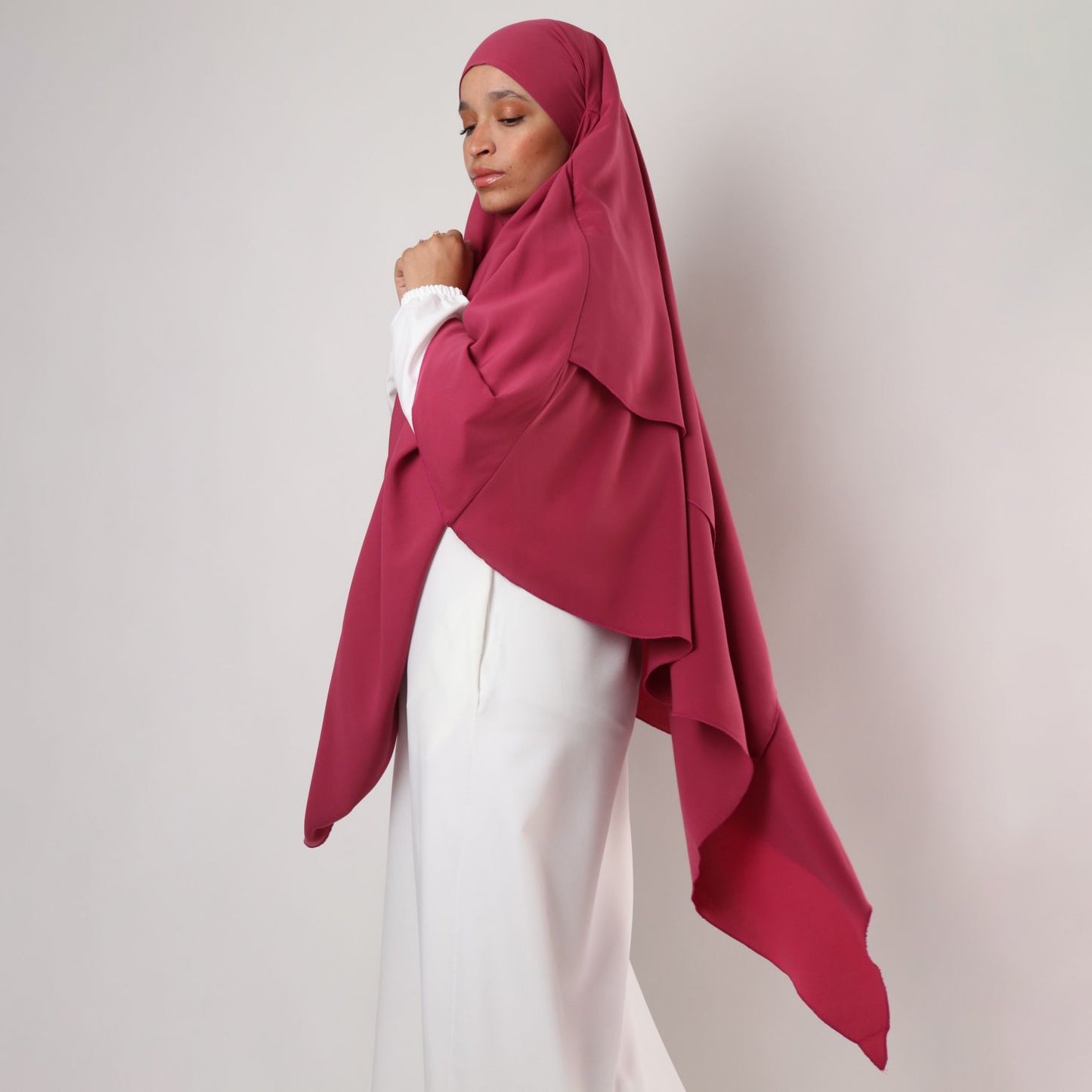 Khimar : 2 Layer Triangular Diamond Instant Khimar-Hijab-Jilbab for Girls & Women in Maroon Color | Tie Back Burkha Jilbab Khimar Style Abaya Hijab Niqab Islamic Modest Wear
