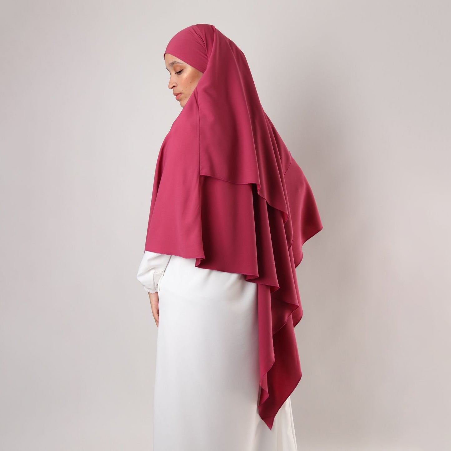 Khimar : 2 Layer Triangular Diamond Instant Khimar-Hijab-Jilbab for Girls & Women in Maroon Color | Tie Back Burkha Jilbab Khimar Style Abaya Hijab Niqab Islamic Modest Wear