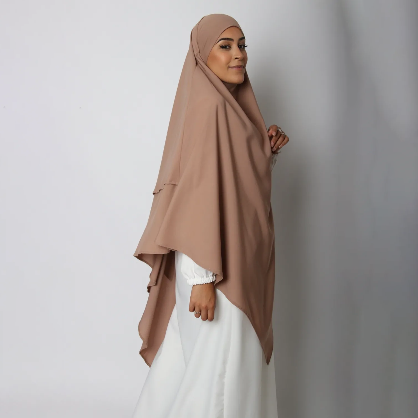 Khimar : 2 Layer Triangular Diamond Instant Khimar-Hijab-Jilbab for Girls & Women in Taupe Color | Tie Back Burkha Jilbab Khimar Style Abaya Hijab Niqab Islamic Modest Wear