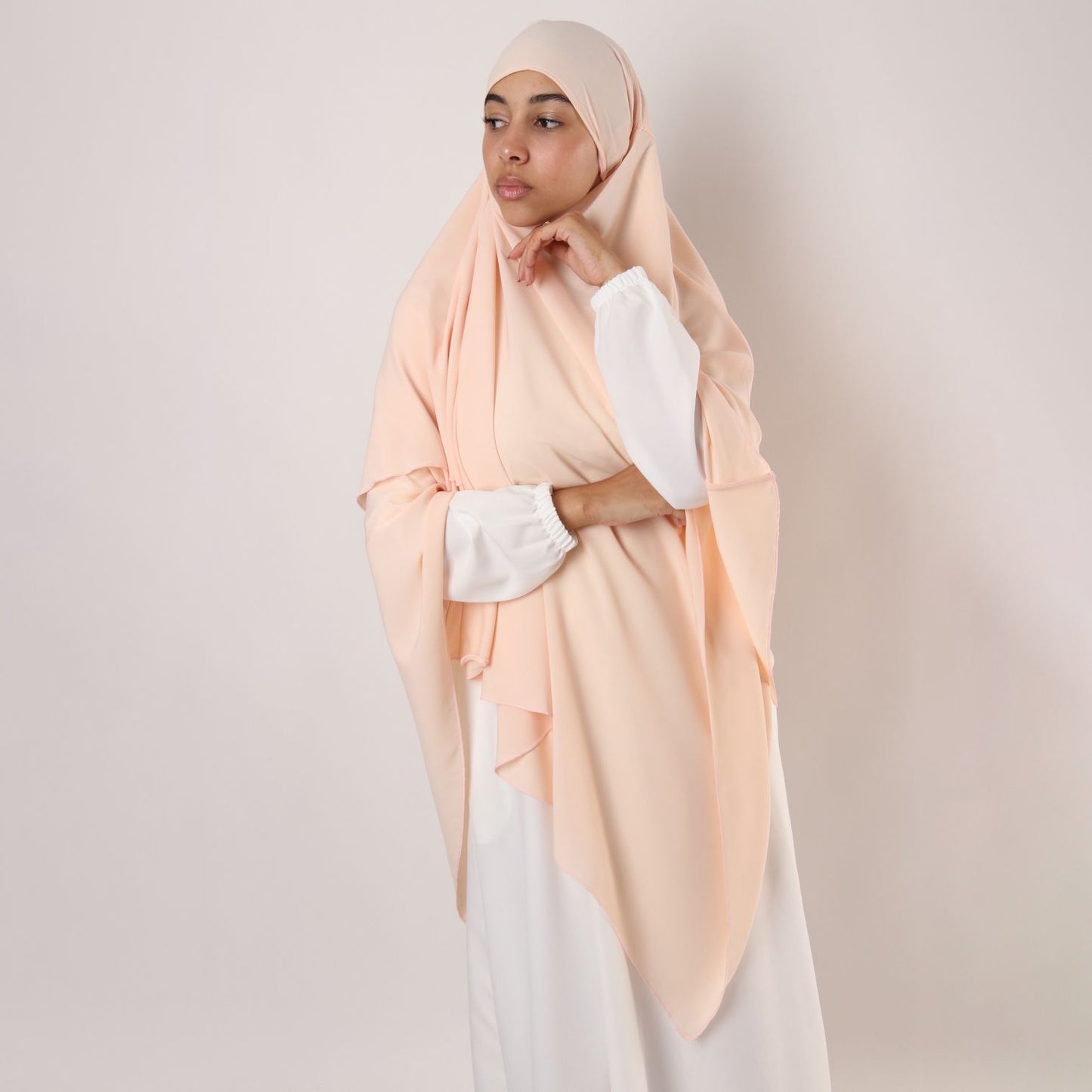 Khimar : 2 Layer Triangular Diamond Instant Khimar-Hijab-Jilbab for Girls & Women in Dark Salmon Color | Tie Back Burkha Jilbab Khimar Style Abaya Hijab Niqab Islamic Wear