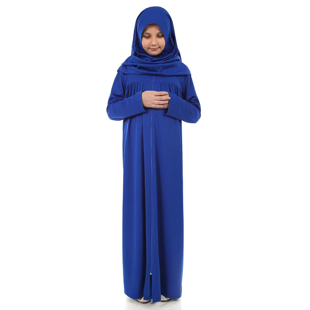 Kids or Children or Girls Abaya or Burqa Beautiful Self Design Dark Blue Lycra Islamic Abaya for Kids