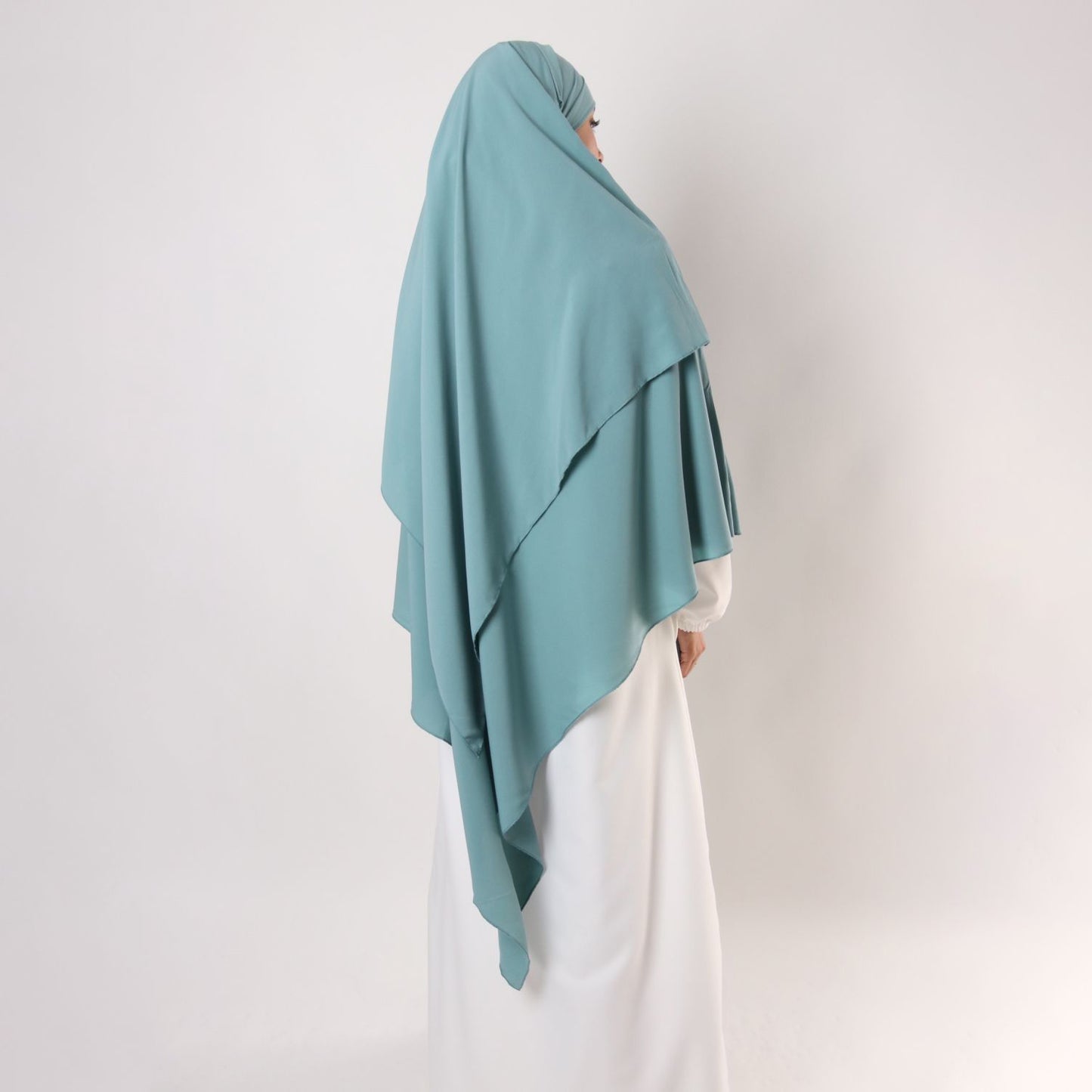 Khimar : 2 Layer Triangular Diamond Instant Khimar-Hijab-Jilbab for Girls & Women in Mint Color | Tie Back Burkha Jilbab Khimar Style Abaya Hijab Niqab Islamic Modest Wear