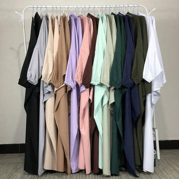 Matching Abaya and Khimar Baggy Style Abaya and Single Layer Khimar Dark Brown color with Lastic Sleeves Firdous Material | Jilbab, Khimar, Matching Abaya