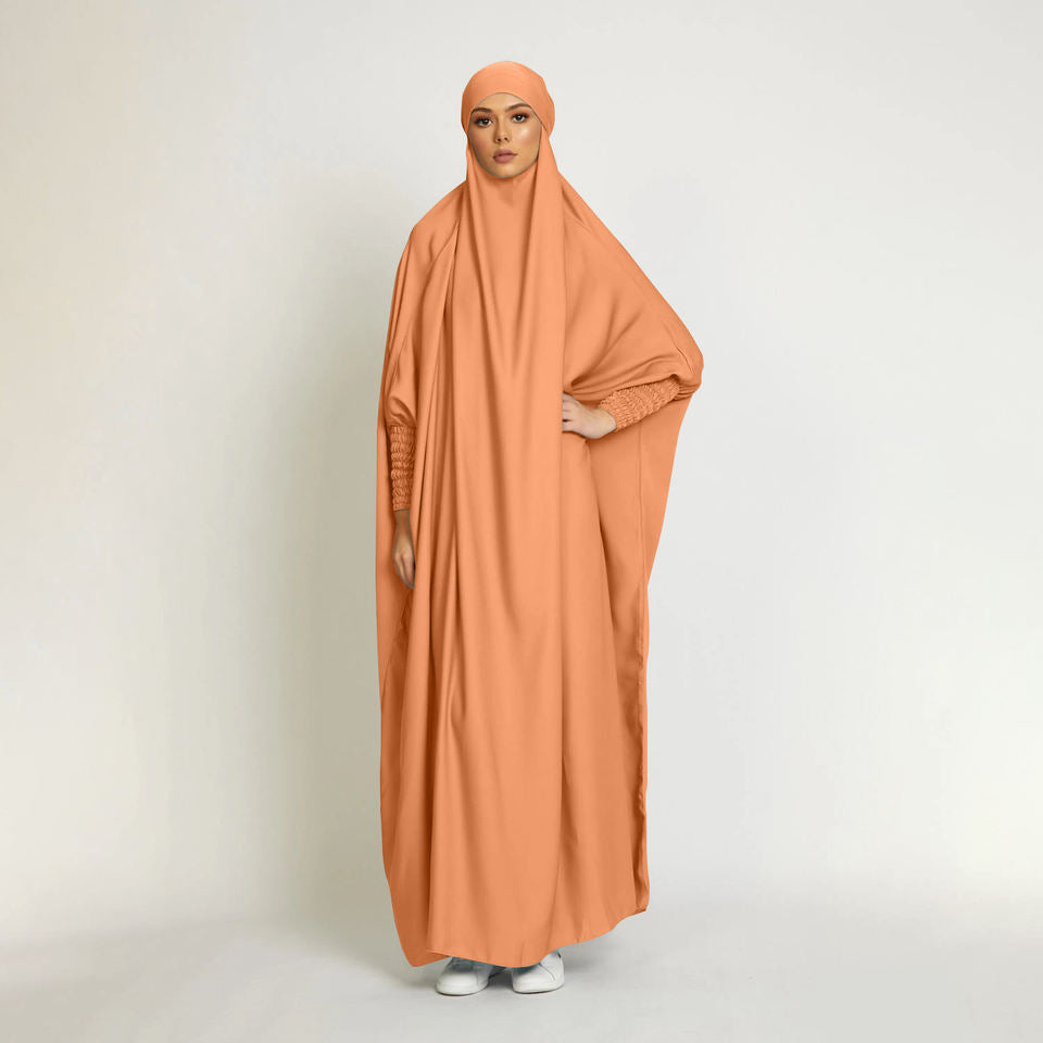 Luxury One Piece Full Length Jilbab Khimar Style with Chunnat Slevees/Dolman Sleeves Mustard Color| Tie Back Burkha Jilbab Khimar Style Abaya Hijab Niqab Islamic Modest Wear