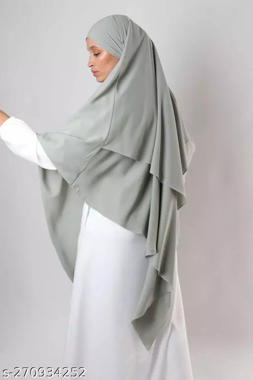 Khimar : 2 Layer Triangular Diamond Instant Khimar-Hijab-Jilbab for Girls & Women in Almond Green Color | Tie Back Burkha Jilbab Khimar Style Abaya Hijab Niqab Islamic Modest Wear