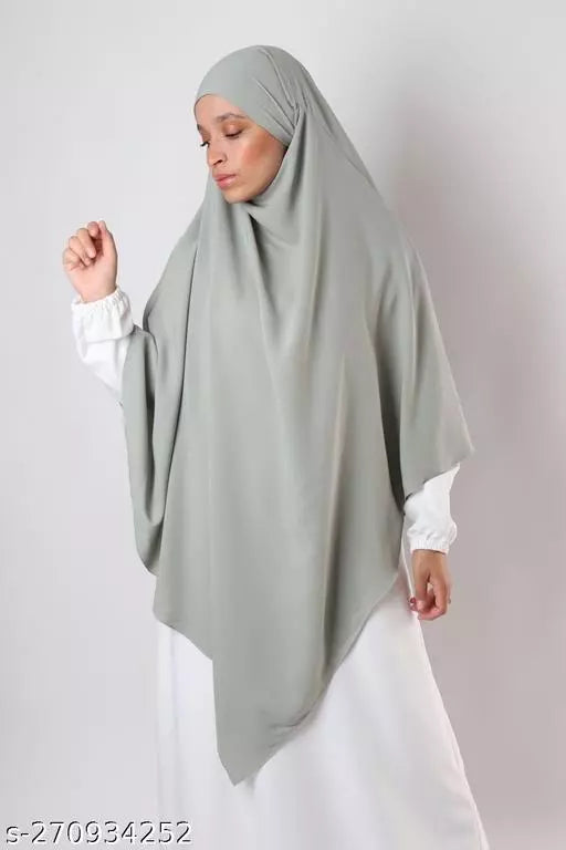 Khimar : 2 Layer Triangular Diamond Instant Khimar-Hijab-Jilbab for Girls & Women in Almond Green Color | Tie Back Burkha Jilbab Khimar Style Abaya Hijab Niqab Islamic Modest Wear