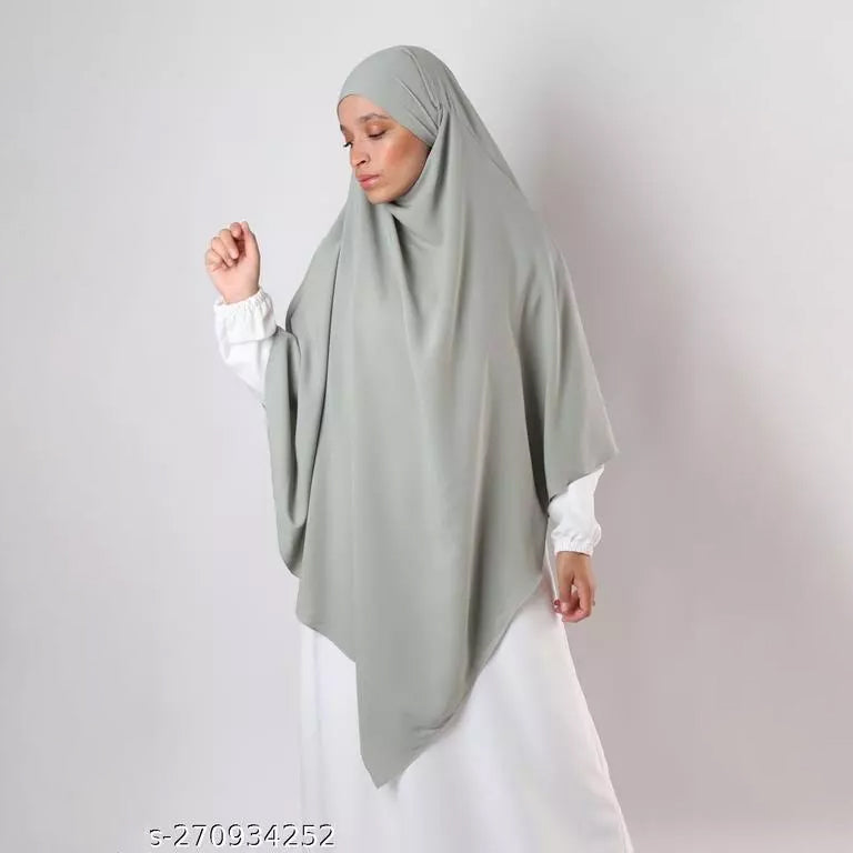 Khimar : 2 Layer Triangular Diamond Instant Khimar-Hijab-Jilbab for Girls & Women in Almond Green Color | Tie Back Burkha Jilbab Khimar Style Abaya Hijab Niqab Islamic Modest Wear