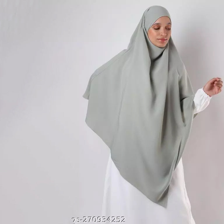 Khimar : 2 Layer Triangular Diamond Instant Khimar-Hijab-Jilbab for Girls & Women in Almond Green Color | Tie Back Burkha Jilbab Khimar Style Abaya Hijab Niqab Islamic Modest Wear