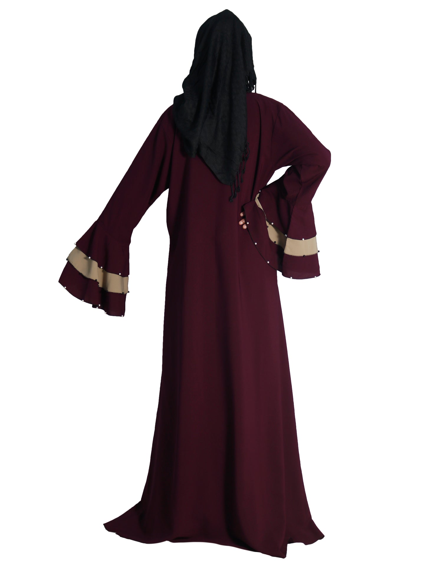 Beautiful Self Design Purple Frill Crepe Abaya Without Hijab_0618
