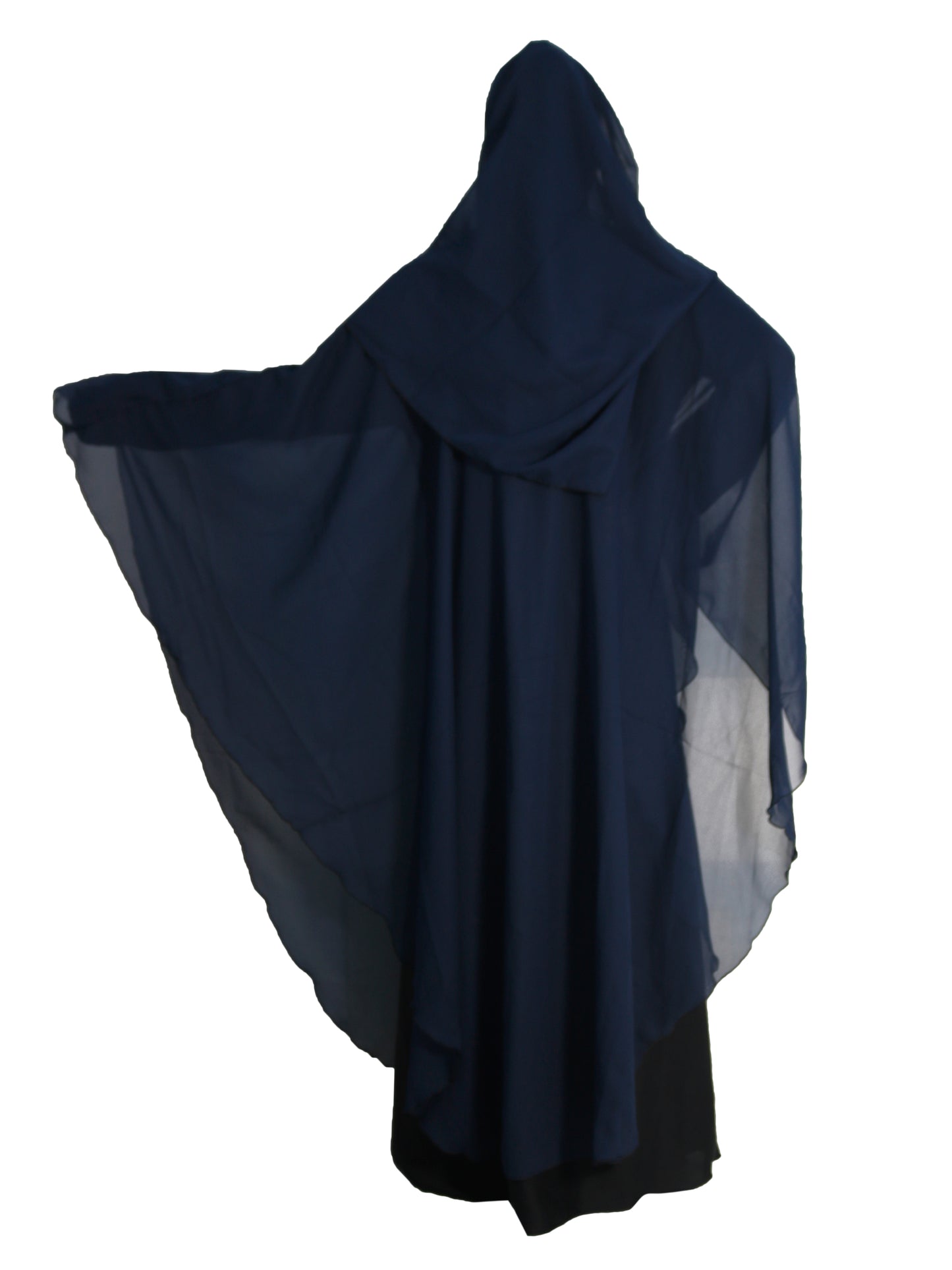 Beautiful Self Design Blue Farasha Art Silk Abaya With Hijab_0634