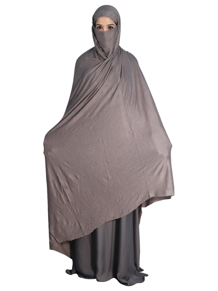 Beautiful Self Design Grey Hosiery Irani Chadar