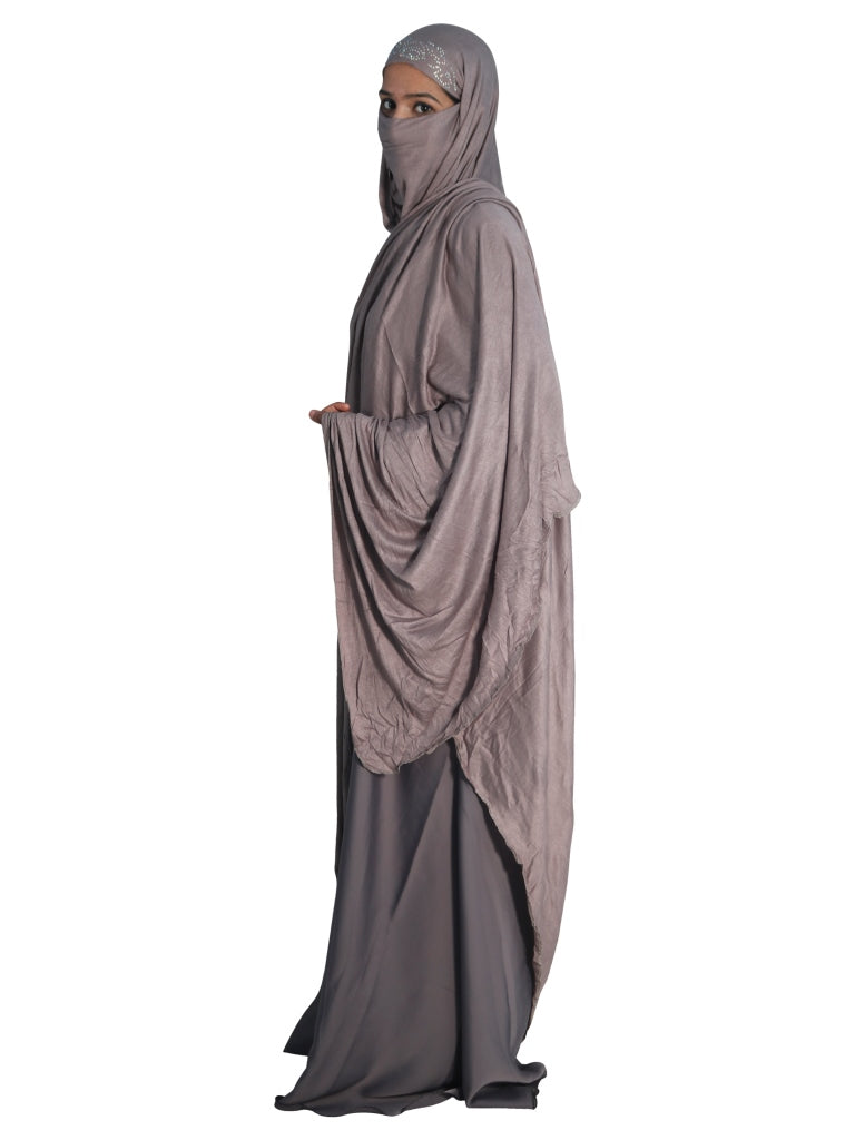 Beautiful Self Design Grey Hosiery Irani Chadar