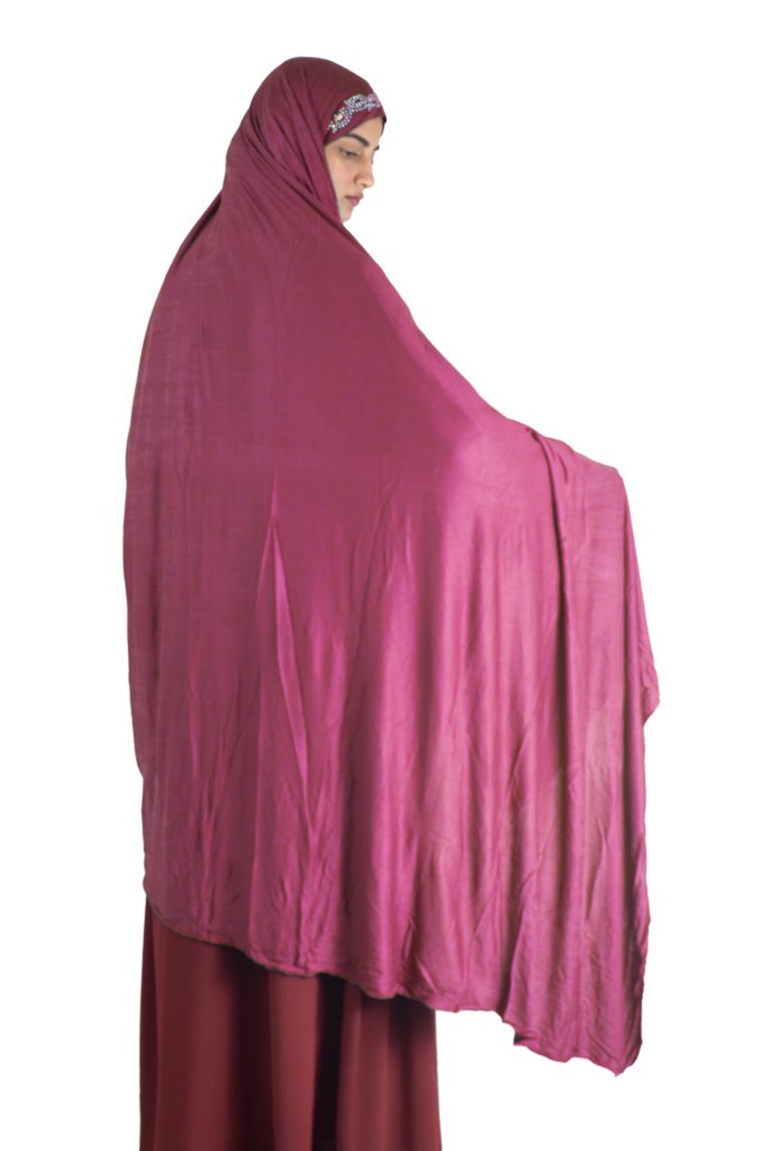 Beautiful Self Design Maroon Hosiery Irani Chadar