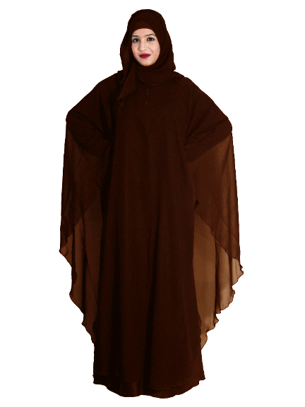 Beautiful Self Design Brown Farasha Art Silk Abaya With Hijab