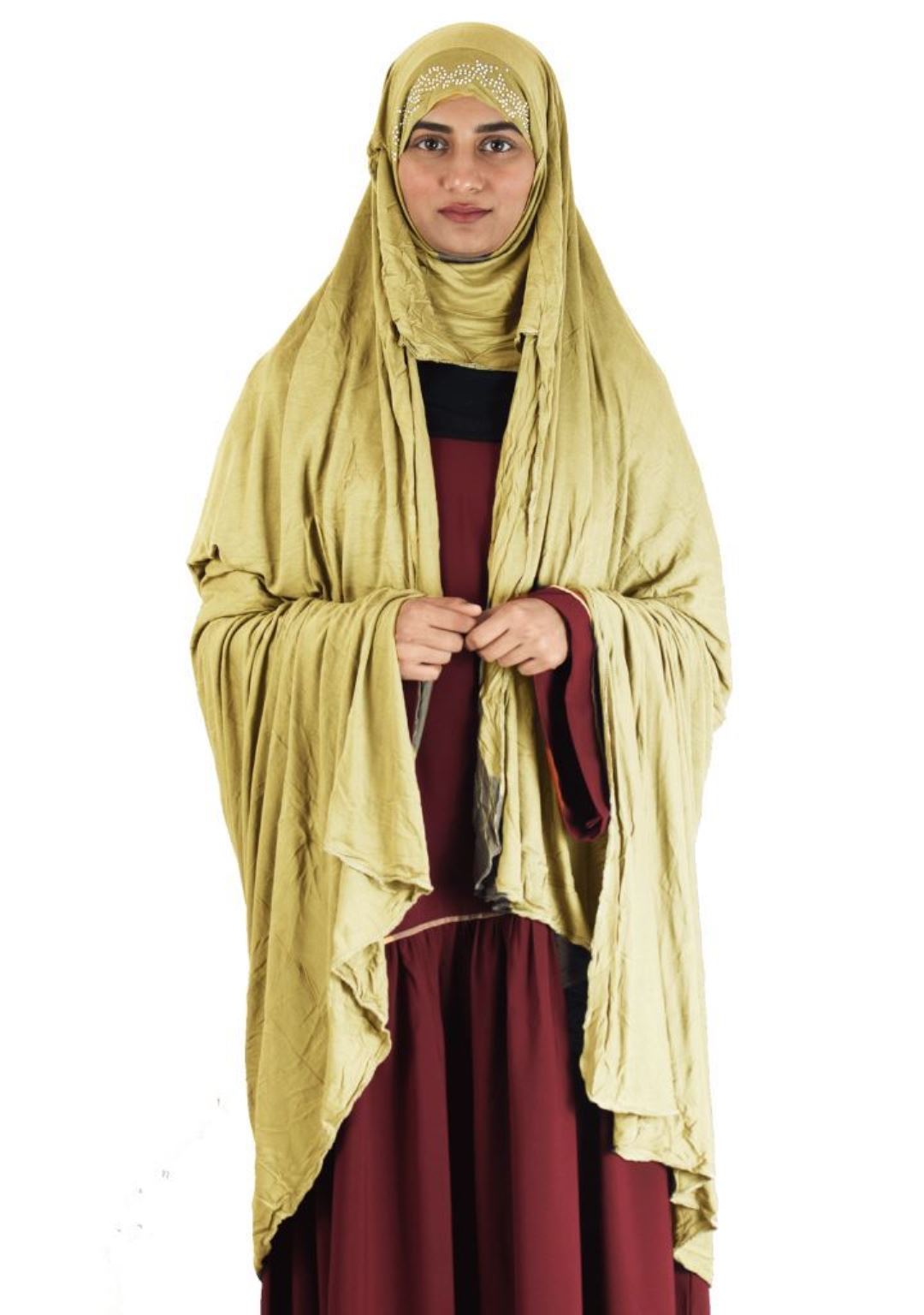 Buy Beautiful Self Design Gold Hosiery Irani Chadar_111 Online