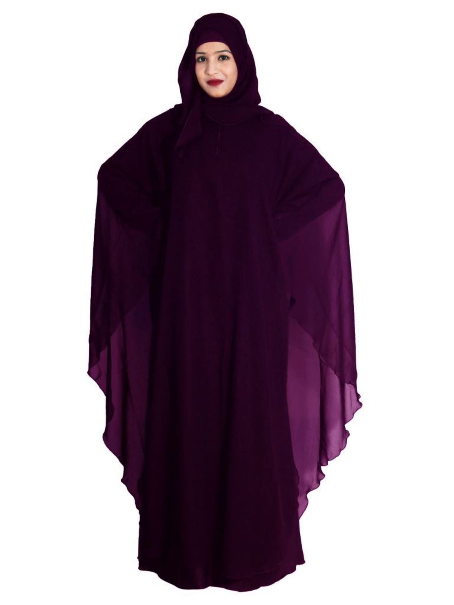 Products Beautiful Self Design Purple Farasha Art Silk Abaya With Hijab