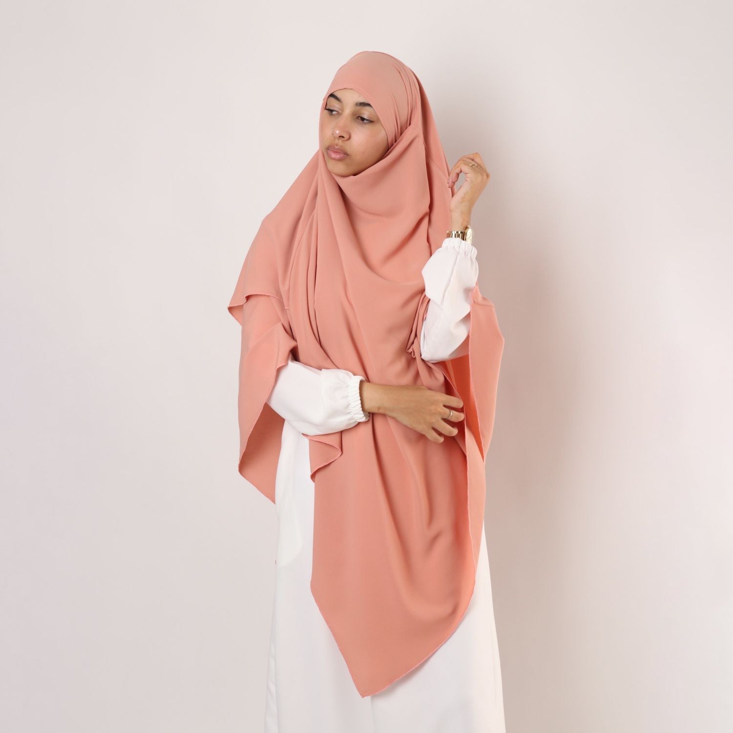 Khimar : 2 Layer Triangular Diamond Instant Khimar-Hijab-Jilbab for Girls & Women in Poppy Rose  Color | Tie Back Burkha Jilbab Khimar Style Abaya Hijab Niqab Islamic Modest Wear