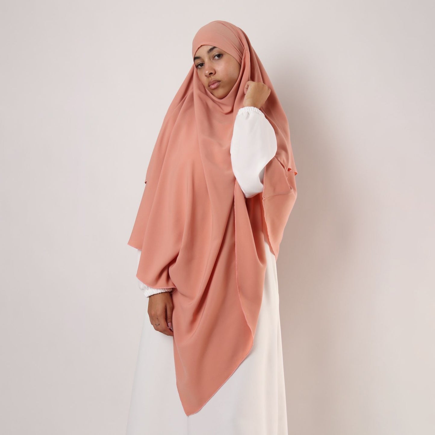 Khimar : 2 Layer Triangular Diamond Instant Khimar-Hijab-Jilbab for Girls & Women in Poppy Rose  Color | Tie Back Burkha Jilbab Khimar Style Abaya Hijab Niqab Islamic Modest Wear
