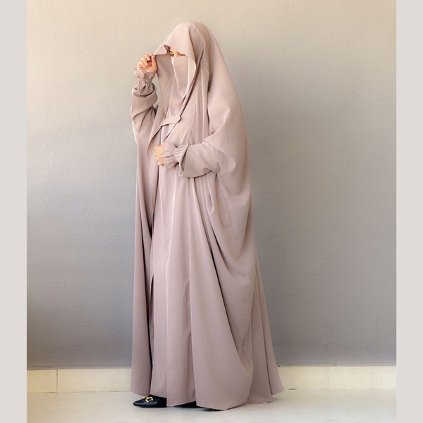 Saudi or Irani Jilbab Full Length Beige and Noise Pc Firdous Fabric