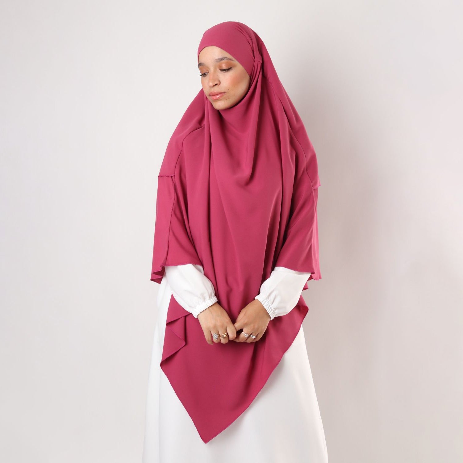Khimar : 2 Layer Triangular Diamond Instant Khimar-Hijab-Jilbab for Girls & Women in Maroon Color | Tie Back Burkha Jilbab Khimar Style Abaya Hijab Niqab Islamic Modest Wear