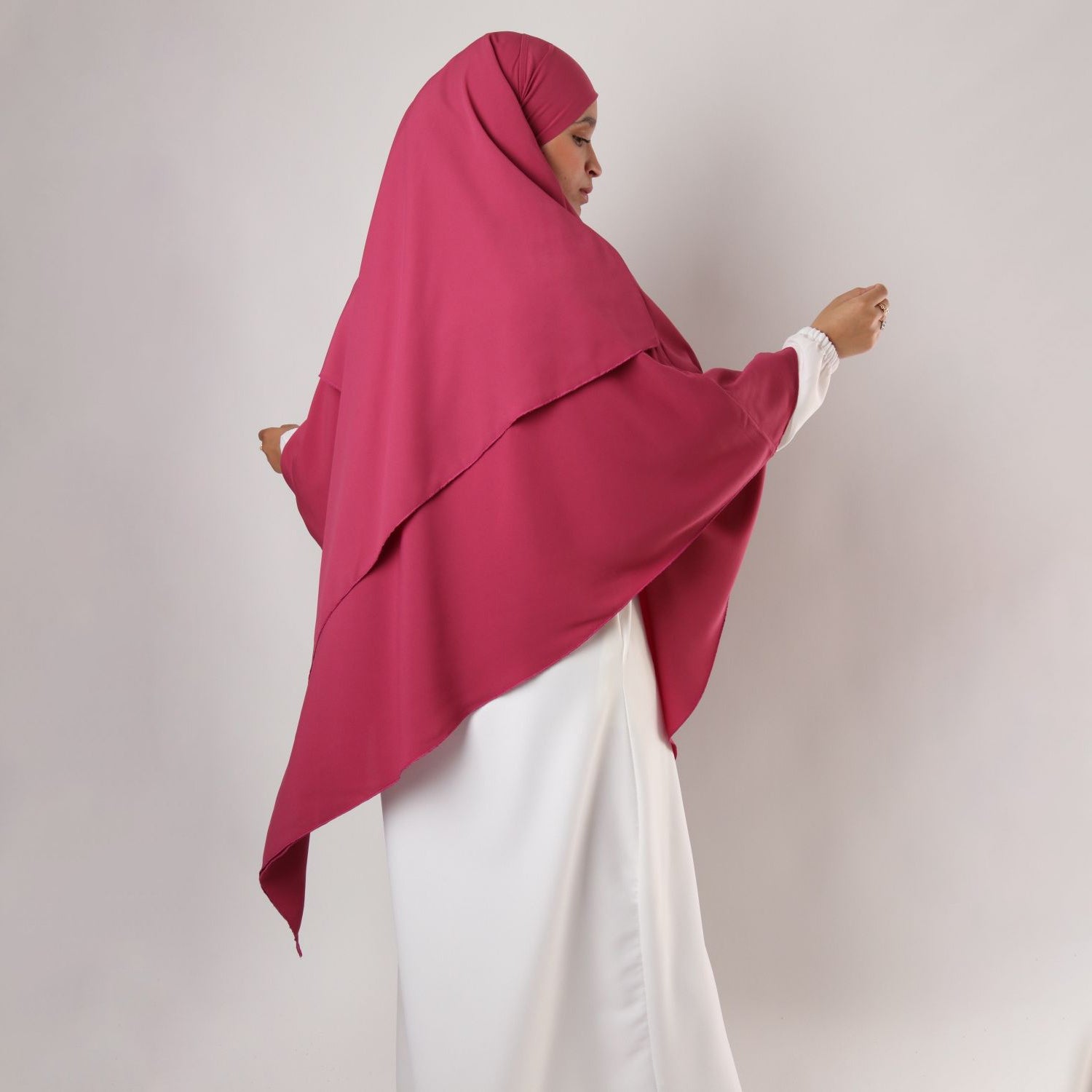 Khimar : 2 Layer Triangular Diamond Instant Khimar-Hijab-Jilbab for Girls & Women in Maroon Color | Tie Back Burkha Jilbab Khimar Style Abaya Hijab Niqab Islamic Modest Wear