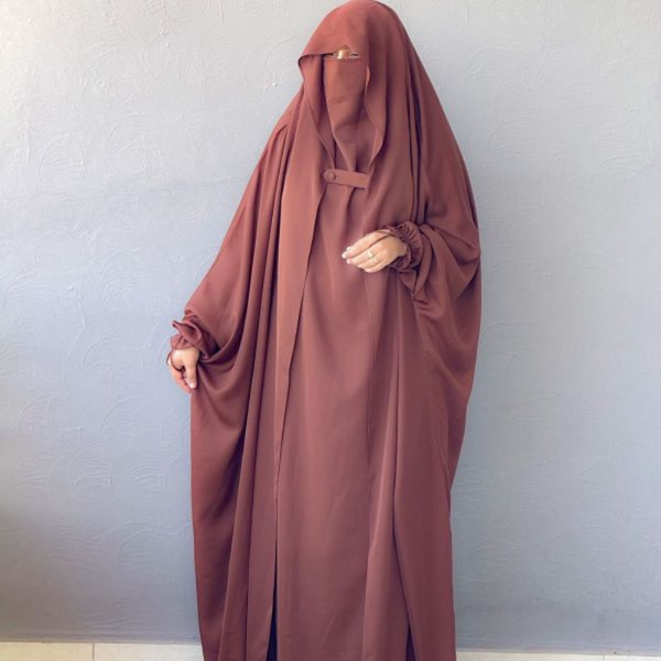 Saudi or Irani Jilbab Full Length Coffee and Noise Pc Firdous Fabric