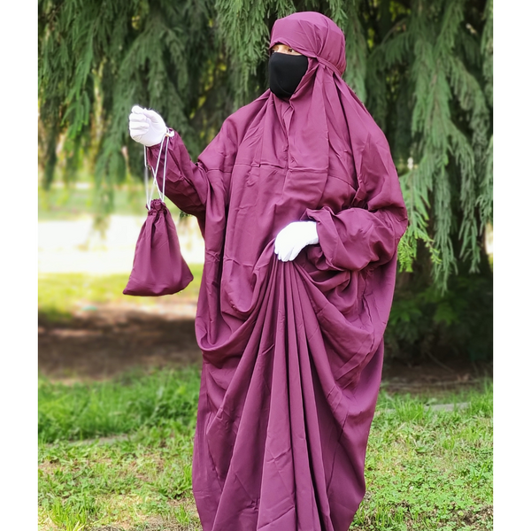 Namaz or Prayer Dress Wine Color for Women crepe Cotton Jilbab Style