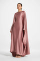 Premium Butterfly Baggy Abaya - Rose Taupe with Matching Fabric Stole | Premium Zoom Fabric
