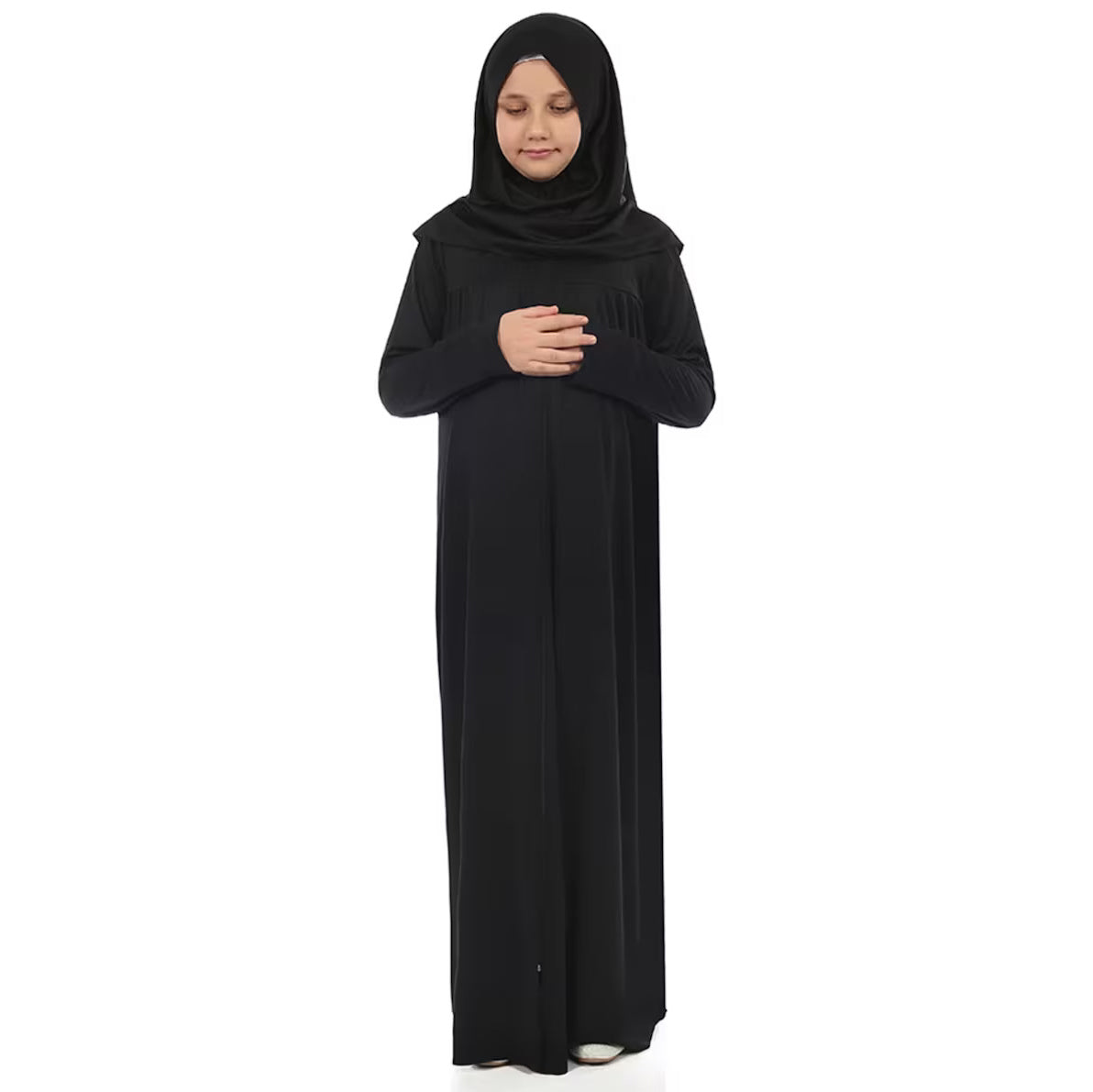 Kids or Children or Girls Abaya or Burqa Beautiful Self Design Black Lycra Islamic Abaya for Kids
