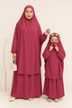 Mother and Daughter Matching Knee Length Jilbab Abaya with Pink with Noise PC