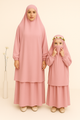 Mother and Daughter Matching Knee Length Jilbab Abaya with Light Pink with Noise PC
