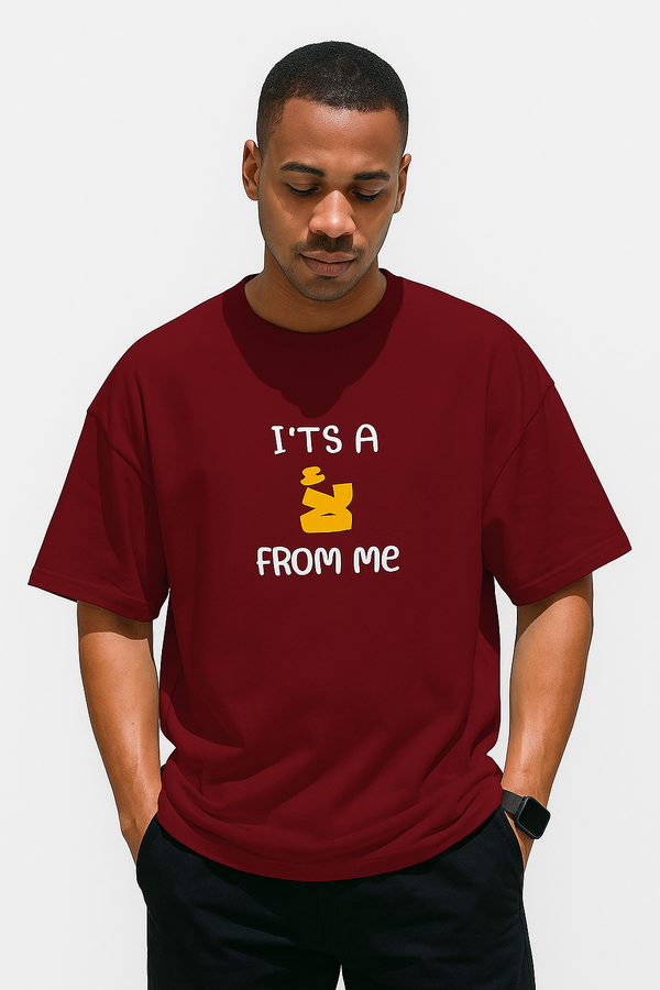 It’s a لا From Me | Terry Cotton Drop Shoulder Oversized Maroon Tee | Islamic Urdu Arabic T-Shirt