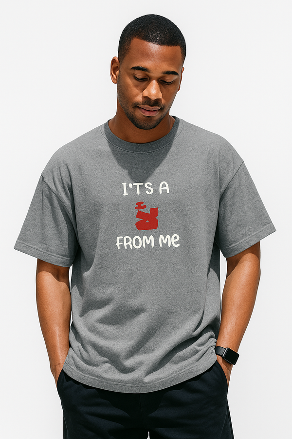 It’s a لا From Me | Terry Cotton Drop Shoulder Oversized Grey Tee | Islamic Urdu Arabic T-Shirt