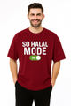 So Halal Mode ON Oversized T-Shirt | Maroon Tee | Terry Cotton