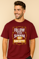 Follow the Sunnah, Not Society Oversized T-Shirt | Maroon Tee | Terry Cotton