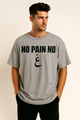 No Pain No Ghain (غ) Oversized T-Shirt | Grey Tee | Terry Cotton