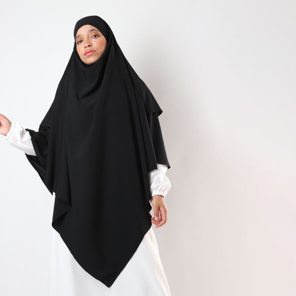 Khimar : 2 Layer Triangular Diamond Instant Khimar-Hijab-Jilbab for Girls & Women in Black Color | Tie Back Burkha Jilbab Khimar Style Abaya Hijab Niqab Islamic Modest Wear