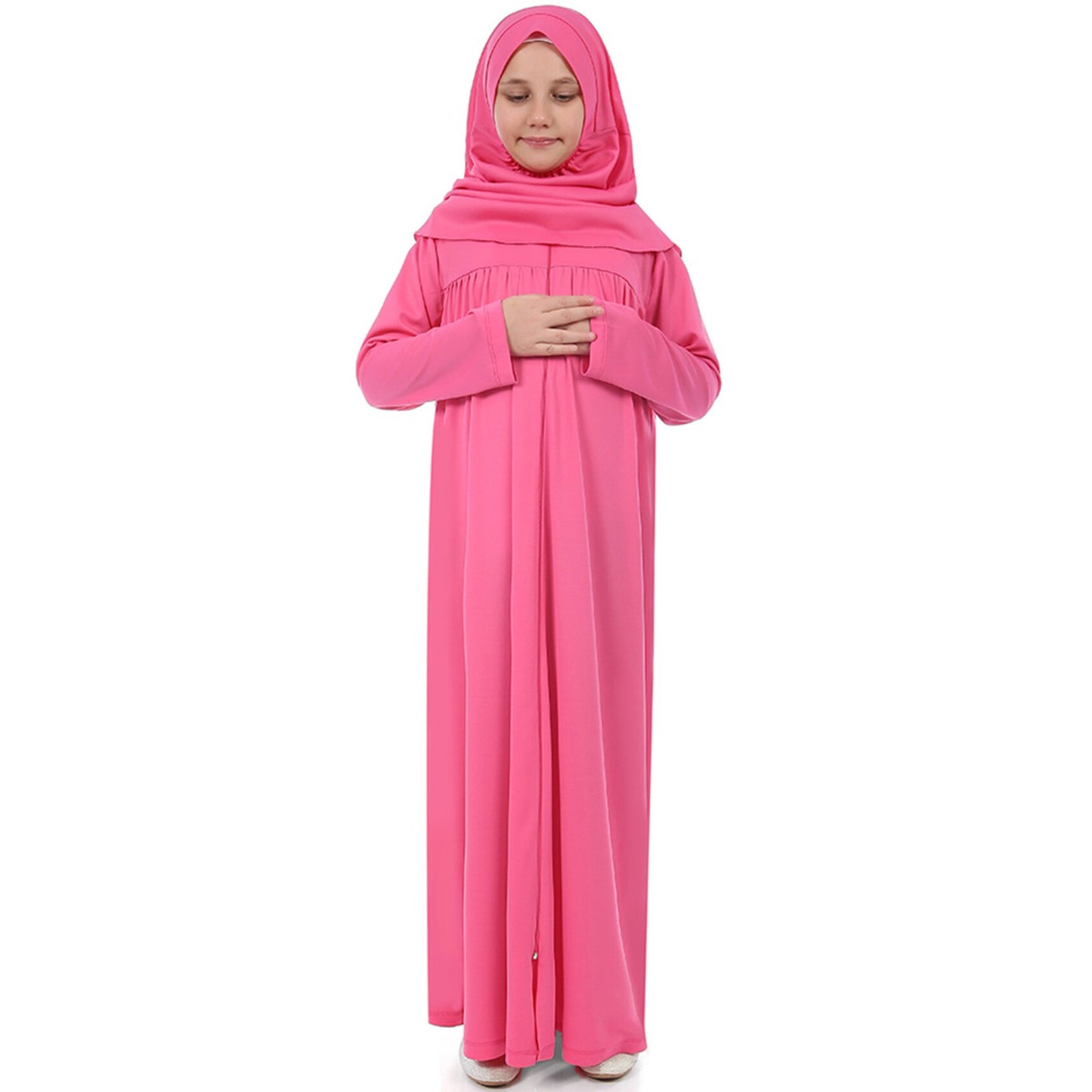 Kids or Children or Girls Abaya or Burqa Beautiful Self Design pink Lycra Islamic Abaya for Kids