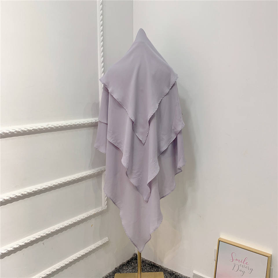 Khimar : 3 Layer Triangular Diamond Instant Khimar-Hijab-Jilbab for Girls & Women in 3 Layer Khimar Gray Color | Tie Back Burkha Jilbab Khimar Style Abaya Hijab Niqab Islamic Modest Wear