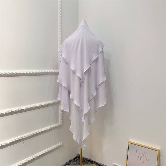 Khimar : 3 Layer Triangular Diamond Instant Khimar-Hijab-Jilbab for Girls & Women in 3 Layer Khimar White Color | Tie Back Burkha Jilbab Khimar Style Abaya Hijab Niqab Islamic Modest Wear