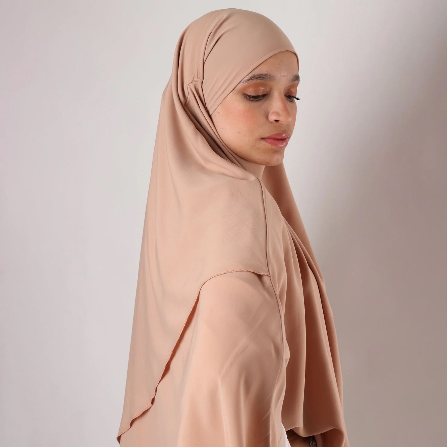 Khimar : 2 Layer Triangular Diamond Instant Khimar-Hijab-Jilbab for Girls & Women in Dark Beige Color | Tie Back Burkha Jilbab Khimar Style Abaya Hijab Niqab Islamic Modest Wear