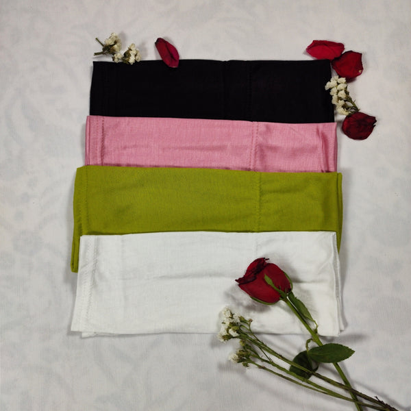 Plain Under Scarf Tube Cap | Pack of 4 Black White Rose Pink Green