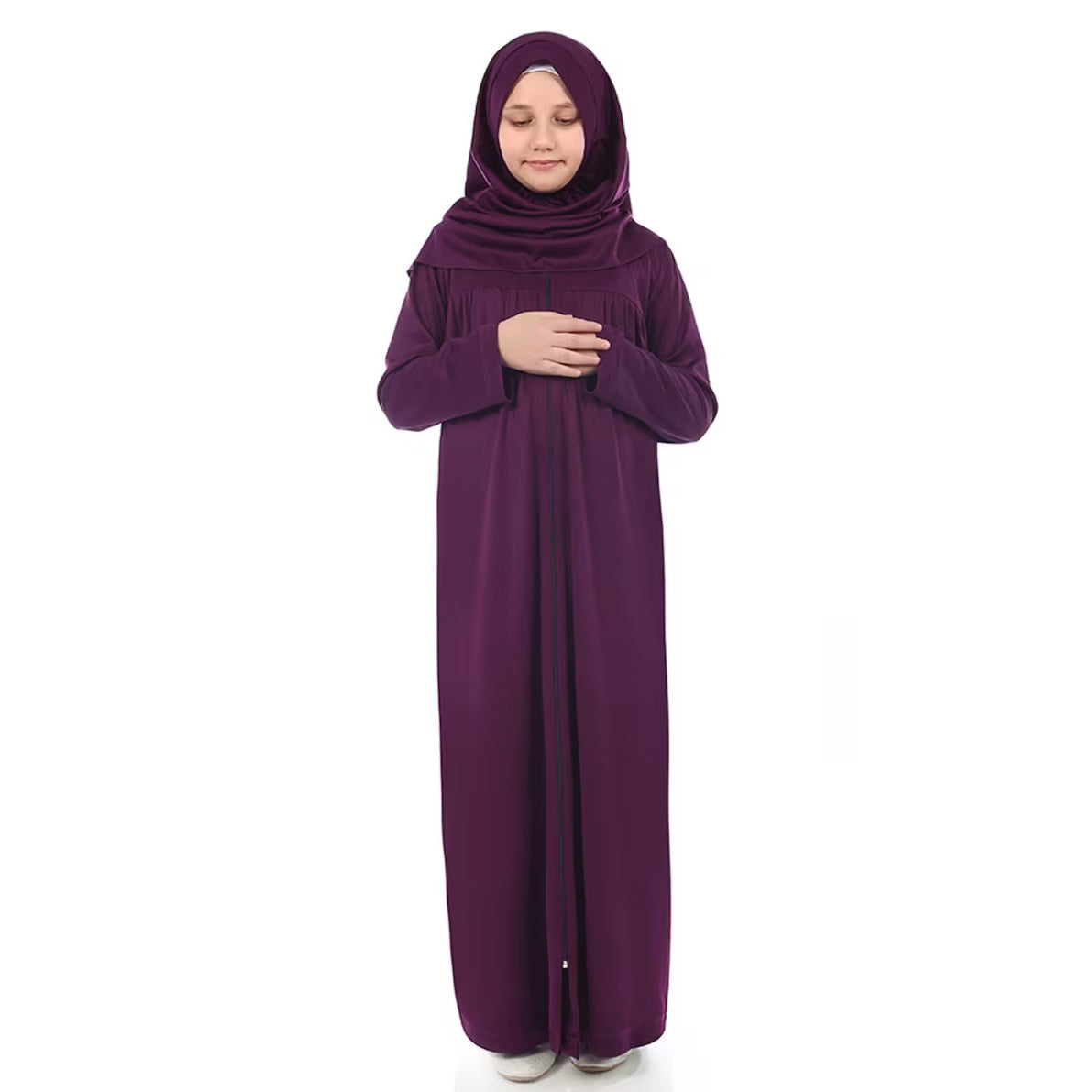 Kids or Children or Girls Abaya or Burqa Beautiful Self Design Purple Lycra Islamic Abaya for Kids