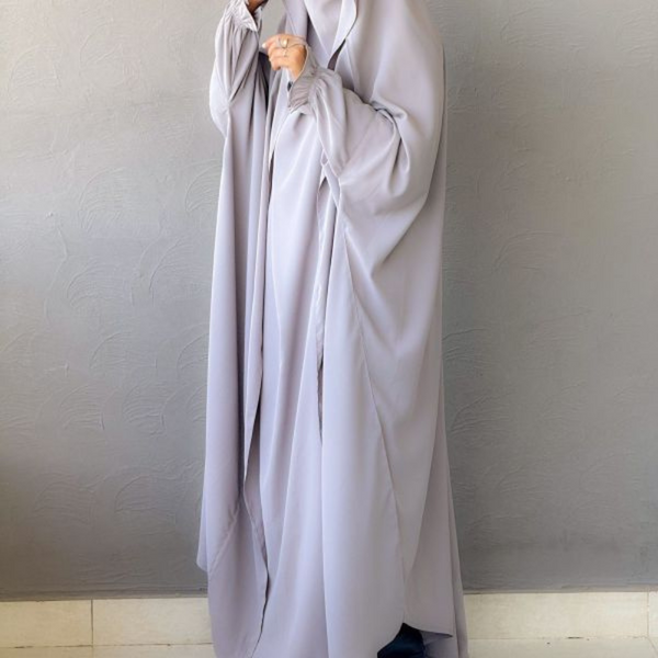 Saudi or Irani Jilbab Full Length Gray and Noise Pc Firdous Fabric