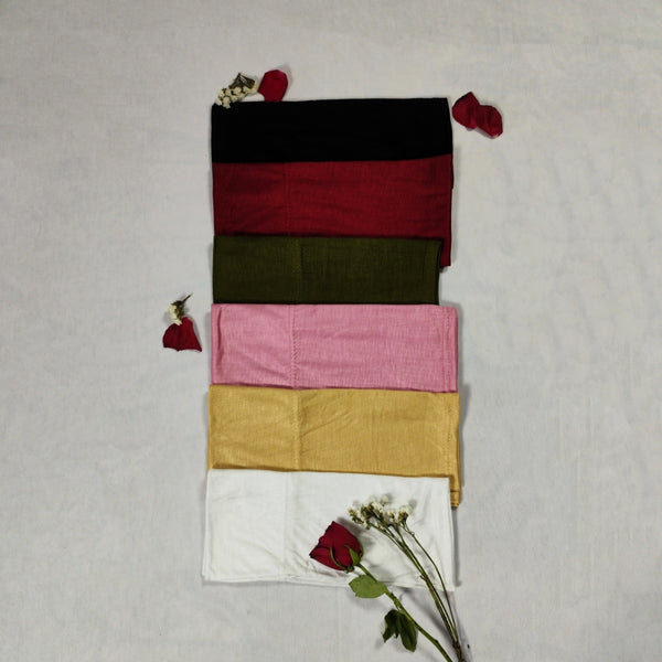 Plain Under Scarf Tube Cap | Pack of 6 Black White Maroon Rose Pink Army Green Golden