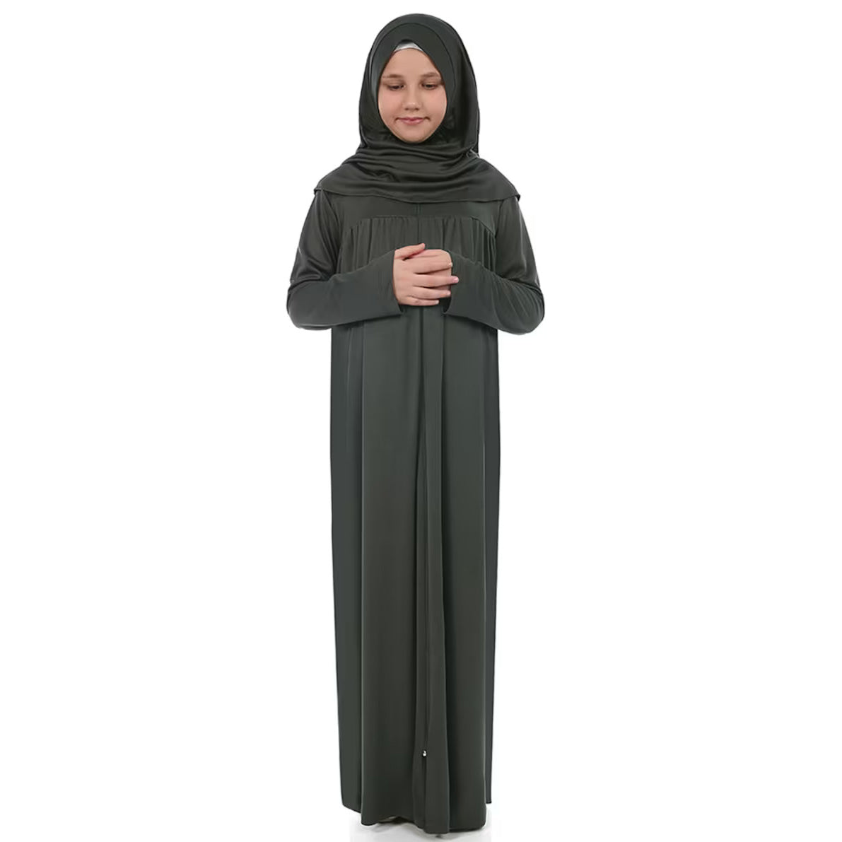Kids or Children or Girls Abaya or Burqa Beautiful Self Design Mehendi  Lycra Islamic Abaya for Kids