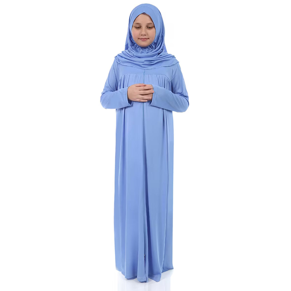 Kids or Children or Girls Abaya or Burqa Beautiful Self Design Blue Lycra Islamic Abaya for Kids