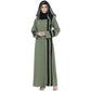Beautiful Self Design Green Front Open With Straight Black Patti Crepe Abaya or Burqa With Hijab for Women & Girls_0848